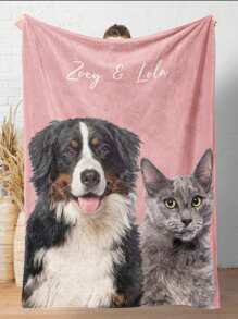 1 Stück Haustier-exklusive Wunschdecke, mit Unterstützung für individuelle Haustier-Muster und -Namen, 280g/m² super weiche Wunschdecke mit Heißprägedruck, Schutz vor Kälte im Herbst und Winter, für Katzen- und Hundeschlaf.