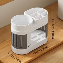 Wallmount Toothbrush Holder With Cover For Shower, RV Cabinet Organizer, Plastic Self Adhesive 6 Slots Tooth Brush Hanger Compatible With CrossAction, Extra Clean - White - View 9