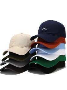 1pc Outdoor Mountain Embroidery Softcap Baseball Cap, Face Slimming Sun Protection, Unisex - A - View 5