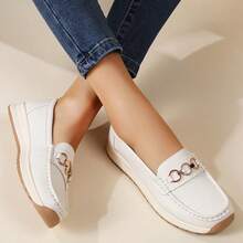 大码女式多功能休闲软底防滑耐穿乐福鞋，多色可选，适合所有季节 - 米色 - 查看 3