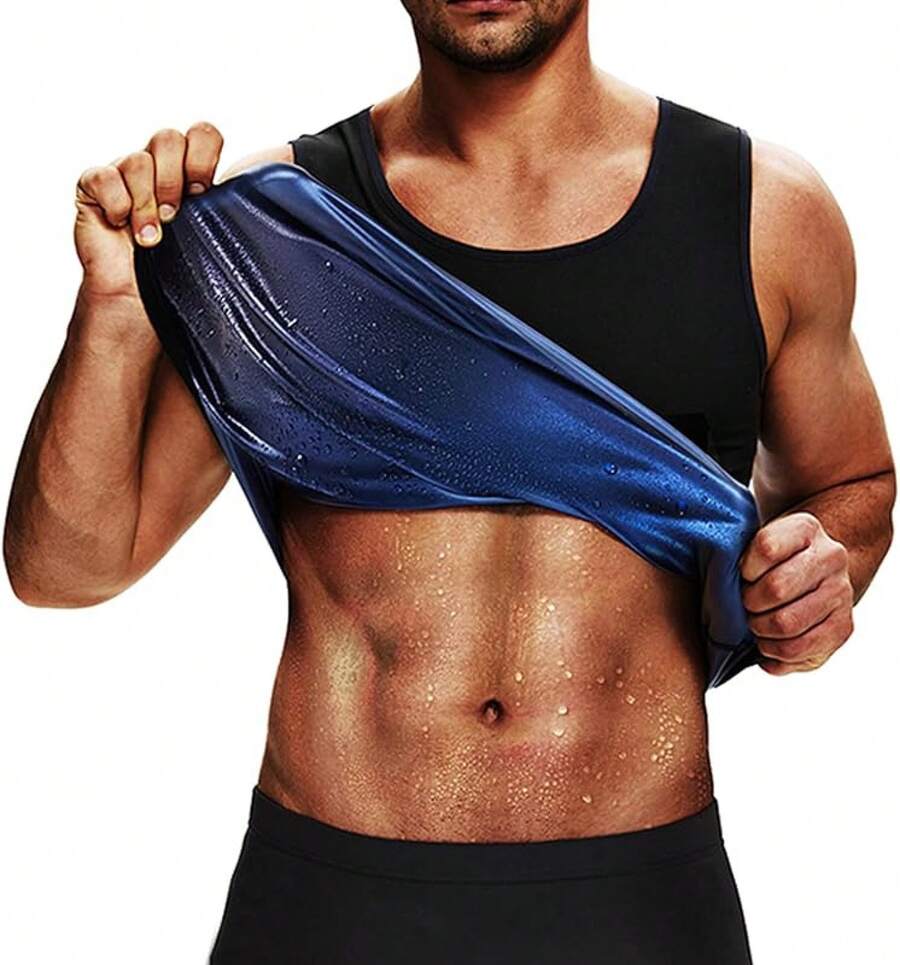 Sauna Suit Sweat Waist Trainer Vest Men Sweat Workout Top Shaper - Deep Blue - View 1