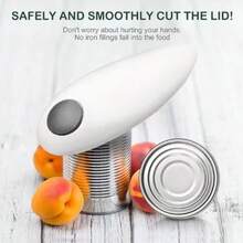 QuickSpin Cordless Electric Can Opener Battery Powered One Touch Auto Open No Manual Effort (Perfect For Kitchen & Camping) - White - View 4