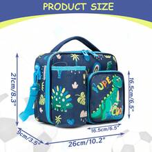男童午餐袋旅行午餐袋便当保温袋双隔层冷藏袋男童带可调节肩带返校 - 深藍16320 - 查看 3