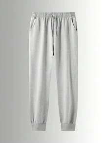 Men's Casual Pants, Solid Color Sports Pants With Pockets And Drawstring Hem, Autumn/Winter Sports Wear For Men, With Pockets And Adjustable Waist Drawstring, Ideal For Gym, Outdoor Activities And Casual Wear