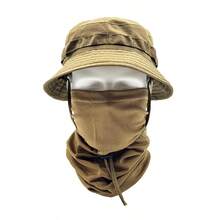 British SAS Short Brim Boonie Hat MC Dark Night Tactical Camouflage Sun Protection Hat Outdoor Hiking Sunshade Round Edge Bucket Hat (Hat And Mask ) - Multicolor - View 9