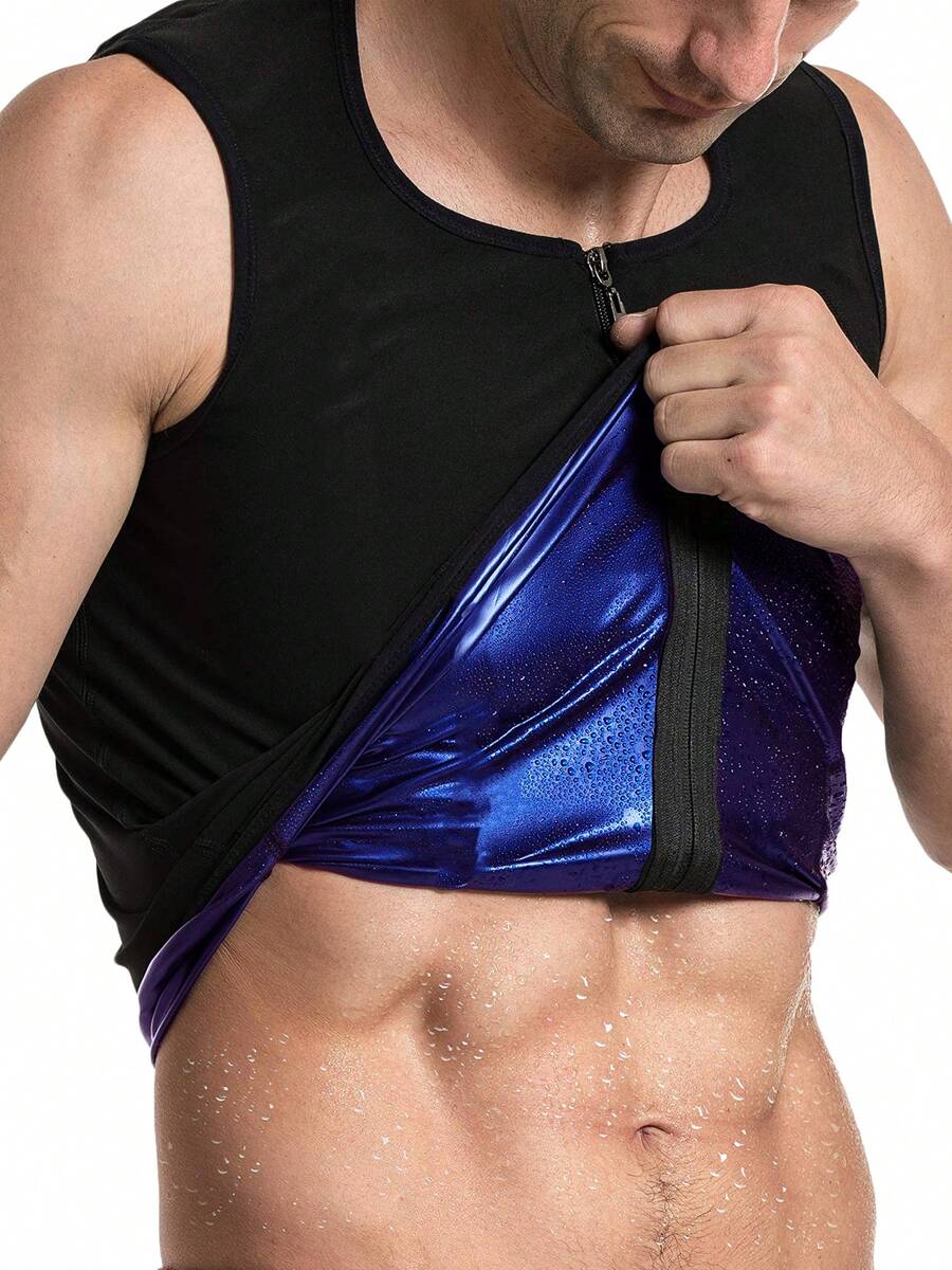 ARUNOW Sauna Sweat Vest Workout Tank Top Waist Trainer Shirt For Men Compression Workout Enhancing Vest With Zipper