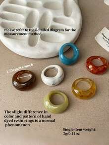1 Stück asymmetrisch geformter minimalistischer Modeschmuckring aus Harz, geeignet für den täglichen Gebrauch, Partys, Urlaubsoutfits, Damen einfacher eleganter Retro-Stil personalisierter Ring, einzigartiges Design, ideal als Geschenk zum Lehrertag, Muttertag, Valentinstag, Abschluss, Festivalgeschenke (handgefärbter Batikeffekt, Farbabweichungen sind normal)