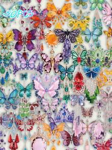 SCXXBSW 50 piezas Pegatinas de joyería con mariposas DIY decorativas para equipaje, guitarra, cuaderno, pegatinas creativas y divertidas de dibujos animados resistentes al agua - Multicolor - Ver 2
