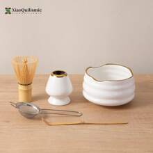 5 Piece Set Japanese Matcha Bowl Set, Matcha Whisk Holder, Bamboo Matcha Whisk, Bowl With Spout, Matcha Sieve Scoop, Matcha Set, Gift For Matcha Lovers (Available In Pink, Yellow, White), Traditional Matcha Tea Set, Tea Ceremony Gift - 彩色 - 查看 7