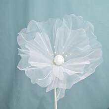 1pc Giant Silk Poppy Flower Bouquet, Wedding Aisle Decor, Home & Outdoor Decoration, Valentine's Day, Artificial Flower - White - View 16