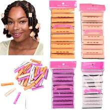 QY 40pcs Perm Rods Set For Natural Hair 4 Sizes Cold Wave Rods Hair Rollers For Women Hair Curling Rods For Long Medium Small Hair Curler Styling DIY Hairdressing ToolsOrange+Beige+Purple+White  1613 - 1 個(一包 40 個) - 查看 2
