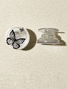 1pc Butterfly Design 360 Degree Rotating Air Cushion Phone Holder, Retractable Foldable Adhesive Desktop Stand, For Women Compatible With IPhone, Android Phone, Gift For Birthday, Family, Friends Push-Pull Phone Grip Phone Accessories