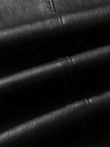 Chaqueta de cuero de motocicleta con forro térmico grueso para hombre talla grande, cuello, bolsillos con cremallera, para invierno - Negro - Ver 8