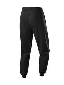 男士休闲抽绳运动裤，秋冬款 - 黑色 - 查看 3