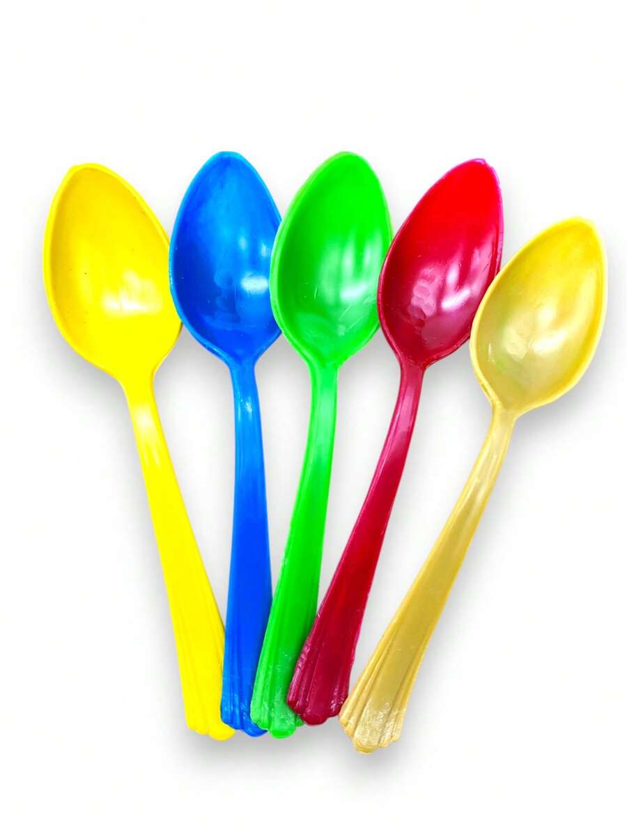 24 Pz Cuchara Sopera Plástico Reutilizables De 18cm Fiesta Colores. - Multicolor - Ver 1