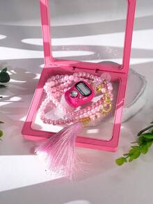 4 件穆斯林念珠套装，二合一组合，具有存储、观察和计数功能 - 彩色 - 查看 3