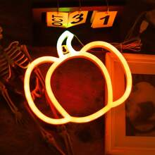 1 套可调节亚克力万圣节霓虹灯，USB 供电可调光 LED 南瓜霓虹灯，不给糖就捣蛋装饰艺术，适用于墙壁装饰、客厅、卧室、户外、家庭万圣节背景，可重复使用（包括礼物：数据线等）万圣节装饰灯家居装饰派对装饰万圣节装饰房间装饰万圣节花园装饰礼物仙女