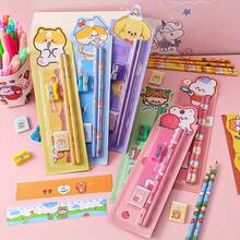 4 Pieces Durable Cartoon Pencil Stationery Set, 5 Pieces Combination Drawing Tool Kit, School Supplies, Office Supplies, Educational Gifts, Holiday Prizes, School Supplies Stationery Teacher Gifts(Random Colors) - Multicolor - View 3