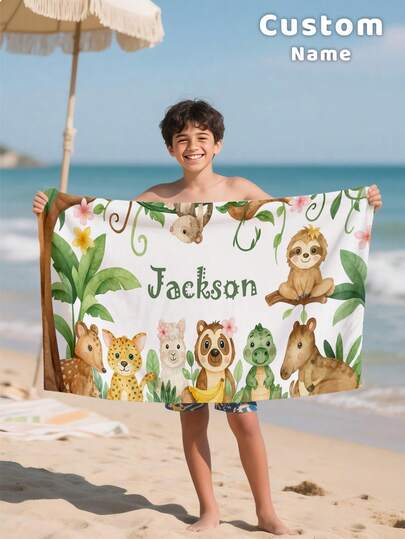 1PC Customized Name Ocean Beach Towels,Personalized Kids Beach Towel,Summer Birthday Gift For Kids,Custom Name Beach Towel,Custom Beach Towel For Girls/Boys,Perfect For Outdoor Beach Travel Swimming Gym Yoga, Beach Accessories,Custom Beach Towel For Friends,Multiple Sizes Of Beach Towels To Choose Froml