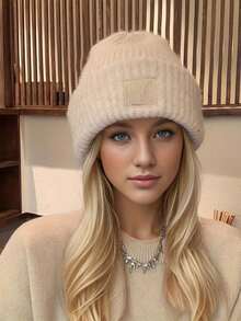 1pc Women's Chunky Knitted Hat - Hand Washable, Lightweight, Double Closable, Tassel Hat For New Year Occasions, Fashionable Winter Warm Earmuffs Autumn Accessories - Multicolor - View 2