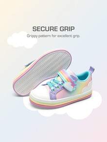 Toddler Girls Casual Sneakers Rainbow Sneakers Hook And Loop Footwear Comfy Cute Toddler Sneakers School Flats Walking Shoes - 紫色 - 查看 3