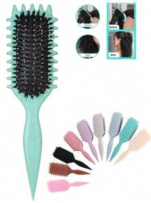 Cepillo definidor de rizos para cabello rizado, cepillo de estilo de rizos con volumen con diseño de ranura de borde, desenredador moldeador de rizos para rizos rebotones, control del frizz y definición de ondas, cepillo para cabello rizado para mujeres, herramienta para el cabello para uso húmedo o seco, ideal para uso diario o viajes, de vuelta a la escuela, artículos esenciales para viajes, accesorios para el cabello para mujeres