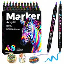 1pc Dual-Tip Dual-Color Marker Pen, Acrylic Painting Brush Pen For Glass Painting, Layering Colors, Art Students, Smudge-Proof, Washable, Watercolor Pen