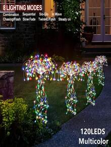 户外防水太阳能鞭炮灯，太阳能烟花灯，垂柳灯，LED蒲公英星光仙女灯，花园氛围装饰，适用于庭院、小径、露台、花坛、露营、派对装饰 - 太陽能煙火燈 - 查看 8