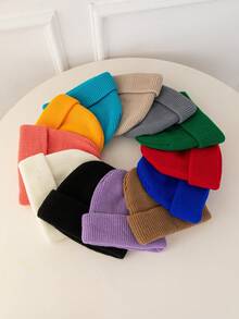 [85g Circunferencia de cabeza grande de alta calidad] Gorro grueso de punto de unicolor para hombres, gorro de punto versátil y de moda simple, sombrero de invierno cálido adecuado para otoño/invierno, uso diario y salidas de otoño - color sólido - Ver 3