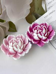 3-Cavity Heart-Shaped Rose Silicone Mold For 3D Flower Plaster & Aromatherapy Candles - Reusable Craft Mold With Intricate Petal Details, DIY Home Decor Ornaments, Air Dry Or Bake Up To 350°F - White - View 4