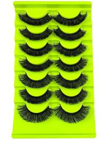 7 Pairs Of Classic Russian Volume Eyelash Extensions, Cat Eye Style, Made Of Mink Hair Material, Natural Appearance D Curl Fluffy False Eyelashes, Natural Dense Fluffy Curl False Eyelashes, 8D Curl Dramatic Eyelashes, Long-Lasting And Thick False Eyelash Strips That Lengthen And Volumize The Eyes, Reusable Strip Lashes,Lashes,Eyelashes,Fake Lashes