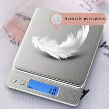 Mini Scale Kitchen Scale, Electronic Digital Jewelry Weighing Machine, Multifunctional High-Definition LCD Display Electronic Scale, Stainless Steel Mini Size Digital Food Scale, Portable Pocket Scale, Portable Scale - The Perfect Gift Choice For All Scenarios - Silver (with Tray) - View 3