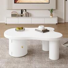 Sairedel Asymmetrical Coffee Table, Stylish And Sturdy, Suitable For Living Rooms And Offices, With Storage Space. - White - View 5