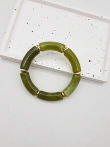 Boho-Chic Colorful Resin Beaded Stretch Bracelet - Elegant & Versatile, Perfect For Daily Wear, Travel, And Special Occasions