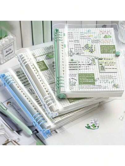 120 páginas A5 Cuaderno de hojas sueltas con espiral removible, diseño impermeable y cubierta suave perforada con patrón de cuadrícula - Ideal para suministros de oficina diarios y estilo minimalista, regalo perfecto para amantes de la música, cuaderno de música | Cuaderno minimalista | Cuaderno impermeable, para útiles escolares, de vuelta a la escuela