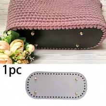 1 pezzo/2/3 pezzi Fondo in pelle PU con borchie, adatto per borse fai-da-te all'uncinetto, borse a tracolla - Fondo rotondo con fori, pratico per la tessitura - Senza fodera, monocromatico, bordi verniciati, progettato per la realizzazione di artigianato, senza accessori di chiusura.