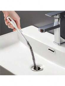 1pc Flexible Hair Drain Clog Remover, Flexible Shower Drain Cleaning Brush, Drain & Toilet Cleaner, Sink Cleaning Brush, Drain Cleaner, Flexible Cleaner, Clog Removal Tool, Suitable For Sink, Kitchen, Bathroom, Bathtub, Pipe Cleaning Tool, Drain Unclogging Brush - White - View 10