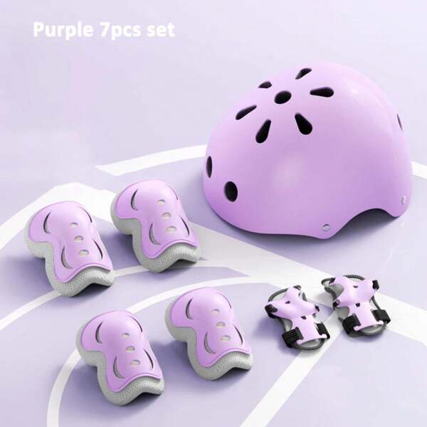 6/7 Pcs Set  Protective Equipment Outdoor Sports Roller Skating Shoes Cycling 2-15 Year Old Safety Helmet Set