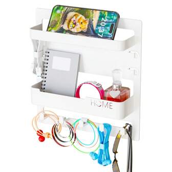 Bedside Wall-Mounted Storage Rack, Adhesive Organizer Suitable For Remote Control, Cell Phone, Glasses. Perfect Storage Solution For Dorm, Bunk Bed, Bedroom, RV
