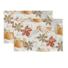 1/2/4/6 Pieces Of Autumn Polyester Placemats - Maple Leaf And Pumpkin Pattern Watercolor Design, 30x45 Cm, Machine Washable Table Mat, Suitable For Thanksgiving, Autumn Kitchen And Dining Decoration, Rural Seasonal Tableware, Autumn Table Decoration, Thanksgiving Plate Arrangement, High-Quality Fabric, Home Entertainment Decoration. - Multicolor - View 24