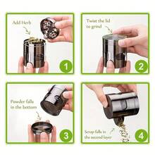 4-Layer Zinc Alloy Herb Grinder – 60mm Compact Design With Skylight & Bolt Pattern, Ultra-Smooth Grinding For Home, Travel, Or Parties | Christmas Gift-Ready Packaging - 黑色 - 查看 8