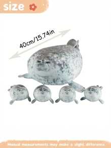 40厘米/15.74英寸 海豹抱枕毛绒玩具 妈妈和四个孩子 海豹毛绒动物毛绒玩具 3D新奇海狮公仔毛绒玩具枕头 送给孩子的女孩装饰创意礼物 送给孩子的生日派对 家庭女孩房间装饰游戏收藏品 - 灰色 - 查看 10