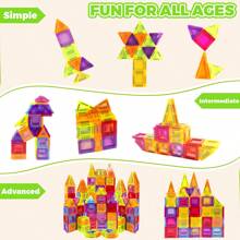 磁性积木，60/100/130 件迷你磁铁积木套装，磁性积木，3D STEM 堆叠玩具，磁铁玩具和磁铁建筑玩具，适合儿童男孩女孩