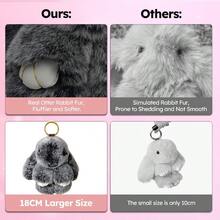 Bunny Lulu Keychain With TinBunnylulu Handmade Soft Pompom Charms Fluffy Bunny Keychain Accessories For Womens EH PO - Black - View 5