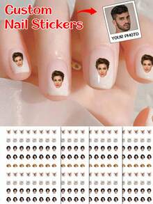 1pc Custom Face Nail Decals Sheet – Personalized 0.8*0.8cm Waterproof Stickers With Pet Or Portrait Photo, DIY Nail Art , Unique Gift For Women, Friends, Girls, Birthday, Back To School & Wedding Party Nail Supplies Nails - Multicolor - View 1