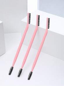 三件套黑白睫毛卷翘眉刷组合，符合人体工学设计的双头化妆刷，眉刷，眼影刷，螺旋刷 - 黑色 - 查看 12