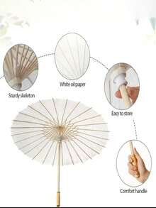 10支/6支/4支/1支多种规格可选，展开后直径分别为30厘米、40厘米/60厘米，适用于节日婚礼装饰及配件的纸伞 - 手工制作的传统新娘伞 - 优雅的拍照道具和派对用品，无需用电 - 彩色 - 查看 8