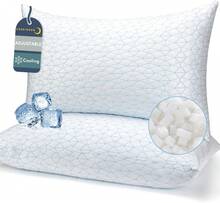 Cooling Pillows Queen Size Set Of 2 For Sleeping - Adjustable Shredded Memory Foam Pillows 2 Pack, Cool Bed Pillows For Back, Side And Stomach Sleepers, Gel Pillow Removable Cover Washable,8644596