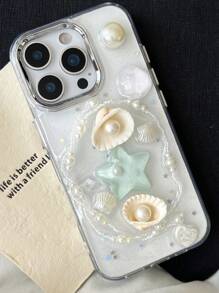 1 件 INS 贝壳海星海螺珍珠水波纹创意透明手机壳适用于 17 Air 16 15 14 13 12 11 Pro Max Plus 柔软硅胶后盖