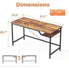 Computer Desk 48inch Gaming Desk For Small Spaces Modern Simple Style Table For Home Office Study Student Writing Table Rustic Brown 48 Inch - Nâu mộc mạc - Xem 2